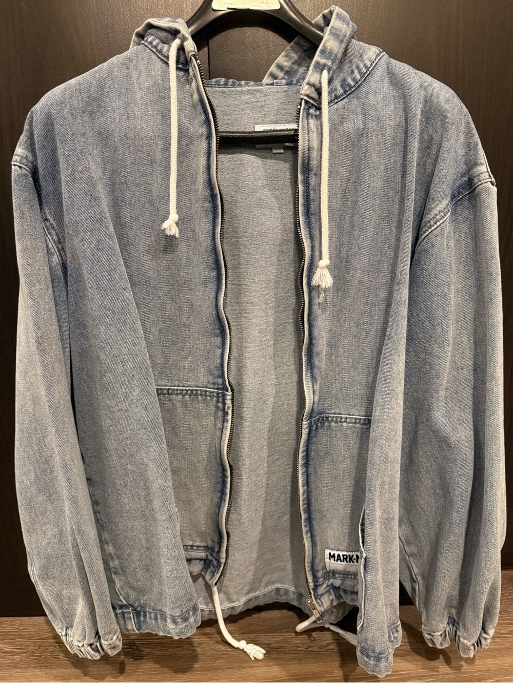 Mark M Light Blue Denim Zip-Up Hoodie